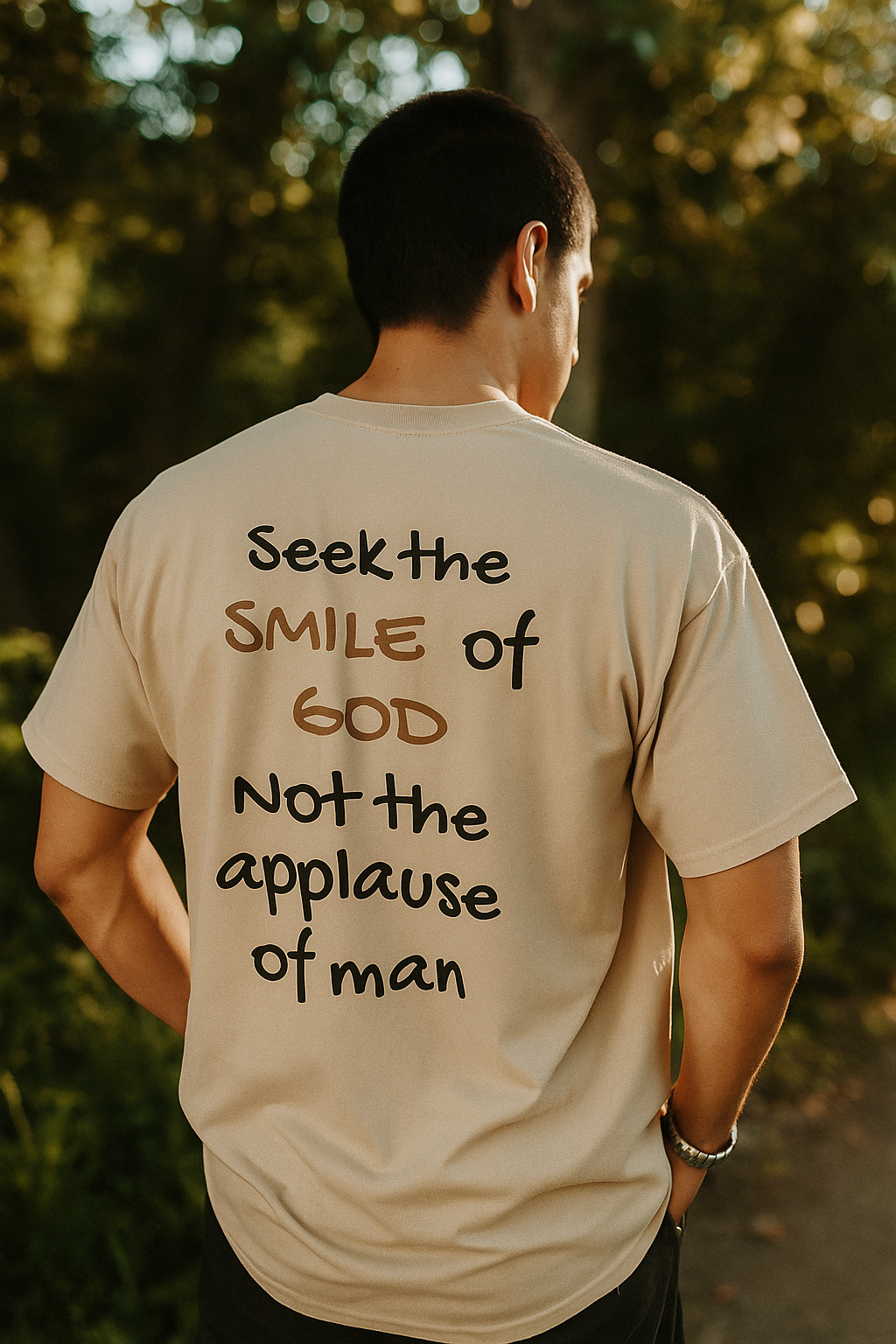 Oversized Spiritual Tee - Seek the Smile of God